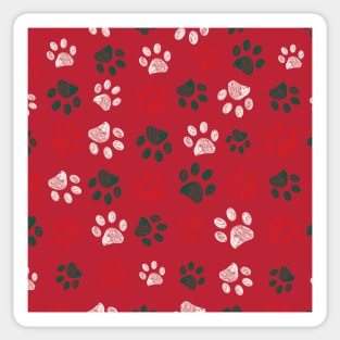 Christmas paw prints seamless Sticker